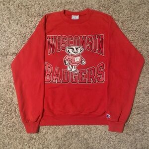 Champion Red Wisconsin Badgers Crewneck Sweater
